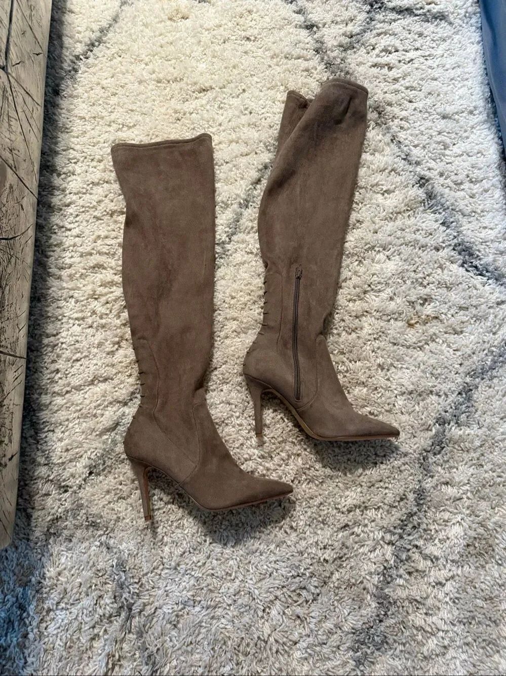 Aldo Brown Faux Stretch Suede Stitch Back Over the Knee Boots sz 11 NWOT